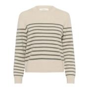 Gestreepte Katoenen Trui InWear , Beige , Dames