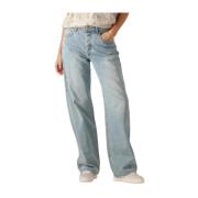 Vintage Straight Fit Jeans Blauw Summum Woman , Blue , Dames