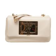 Stijlvolle Witte Schoudertas met Gouden Accenten Love Moschino , White...