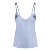 Blauwe Satijnen V-Hals Top Blanca Vita , Blue , Dames