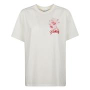 Katoenen ronde hals logo print tee Ganni , White , Dames