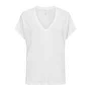 Witte V-hals T-shirt Bright White Part Two , White , Dames