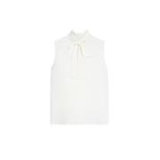 Zijden mouwloze blouse met hoge hals Max Mara Studio , White , Dames