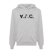 Logo Flocked Hoodie A.p.c. , Gray , Heren