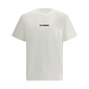 Iconisch Monogram Katoenen T-shirt Jil Sander , Beige , Heren