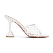 Witte Lederen Mules Amina Muaddi , White , Dames