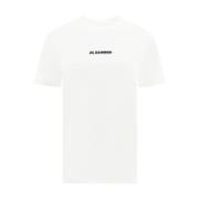 Monogram Print Katoenen T-Shirt Jil Sander , White , Dames