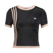 Geribbelde Crew Neck T-shirt Adidas , Black , Dames