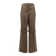 Canvasbroek met asymmetrische onderkant Fendi , Brown , Dames