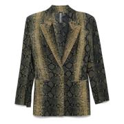 Python Print Classic Blazer Norma Kamali , Black , Dames