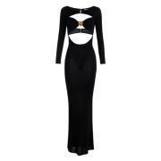 Elegante Lange Jurk met Cut-Out Details Elisabetta Franchi , Black , D...