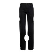 Zwarte Meteor Cut-Out Straight Leg Jeans Off White , Black , Dames