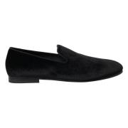 Elegante Zwarte Fluwelen Loafers Dolce & Gabbana , Black , Heren