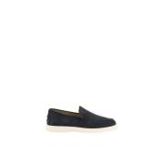 Suede Slipper Loafers met Grommet Details Tod's , Blue , Heren