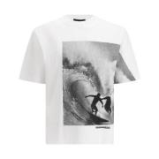 Maxi Print Katoenen T-shirt Dsquared2 , White , Heren