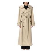 Lichtbeige Katoenen Twill Trenchcoat Saint Laurent , Beige , Dames