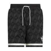 Retro Voetbalstijl Jacquard Shorts Adidas , Black , Heren