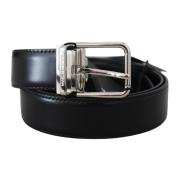 Zwart Leren Riem met Zilverkleurige Metalen Gesp Dolce & Gabbana , Bla...