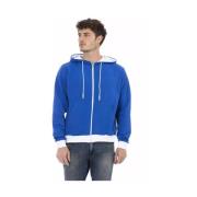 Blauwe Wollen Hoodie Mannen Baldinini , Blue , Heren