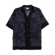 Middernachtblauw Grafische Print Campkraag Dries Van Noten , Blue , He...