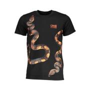 Zwart Katoenen T-shirt met Print Logo Cavalli Class , Black , Heren