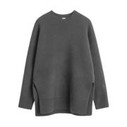 Minimalistische Double-Knit Pullover TotêMe , Gray , Dames