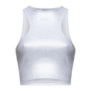 Wit Stencil Logo Crop Top Off White , Gray , Dames