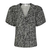 Zebra Blouse - Zwart Neo Noir , Black , Dames