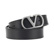 Contrasterende VLogo Leren Riem voor Mannen Valentino Garavani , Black...