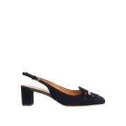 Zwarte Suède Hak Slingback Sandaal Tod's , Black , Dames