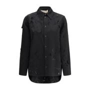 Bloemen Cut-Out Kraag Shirt Marni , Black , Dames