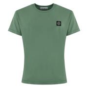 Groene katoenen T-shirt met logopatch Stone Island , Green , Heren