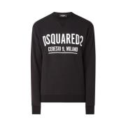 Zwarte Bedrukte Sweater Italiaans Gemaakt Dsquared2 , Black , Heren