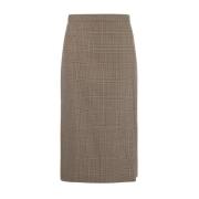 Geruite wollen rok met voorste split Lardini , Brown , Dames