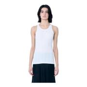 Logo Patch Rib Tank Top Maison Margiela , White , Dames