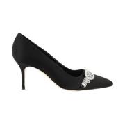 Satin Pumps met Strass Gesp Manolo Blahnik , Gray , Dames