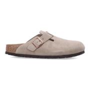 Suede Sandalen met Metalen Gesp Birkenstock , Beige , Heren