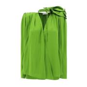 Zijden Wrap Blouse met Applique Detail Magda Butrym , Green , Dames