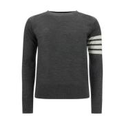 Iconische Gestreepte Fleece Wollen Trui Thom Browne , Gray , Heren