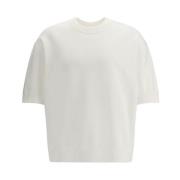 Monochrome Katoenen T-shirt met Geribbelde Ronde Hals Jil Sander , Whi...