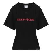 Korte Mouw Ronde Hals T-Shirt Courrèges , Black , Dames