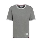 Contrast Ribgebreide Crew Neck Katoenen T-Shirt Thom Browne , Gray , D...