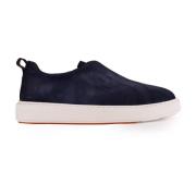 Blauwe Suède Slip-On Sneakers Santoni , Blue , Heren