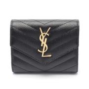 Pre-owned Leather wallets Yves Saint Laurent Vintage , Black , Dames