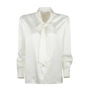 Zijden satijnen blouse met strik Alessandra Rich , White , Dames