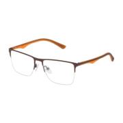 Bruine Rechthoekige Brilmontuur Metalen Frame Police , Brown , Heren