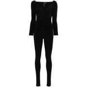 Zwart Eendelig Jumpsuit met Open Schouders Norma Kamali , Black , Dame...