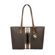 Grote leren tas met ritssluiting Michael Kors , Brown , Dames