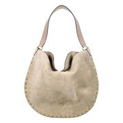 Studded Suede Leren Hobo Tas Isabel Marant , Beige , Dames