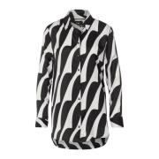 Monochrome Abstract Print Blouse met Lange Mouwen Street One , Black ,...